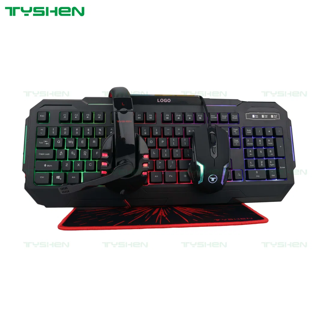 Gaming Combo Set 4 in 1 for Table PC Keyboard Mouse Headphone Mouse Pad All in 1