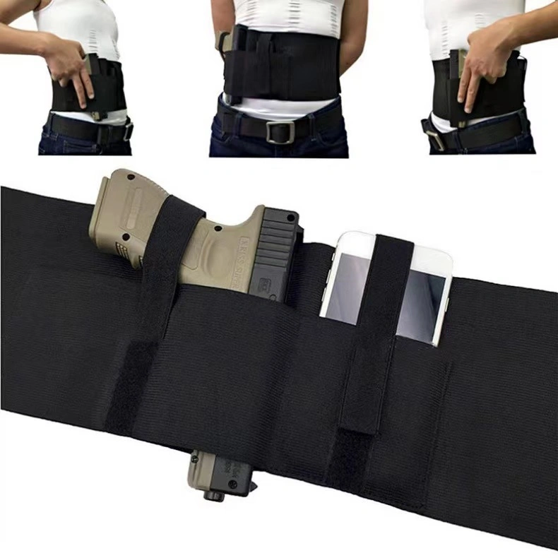 Outdoor Left and Right Version Portable Multi-Purpose Elastic Waist Tactical Belt Belly Gun Holster