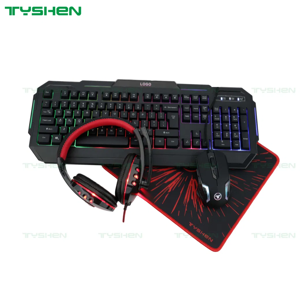 Gaming Combo Set 4 in 1 for Table PC Keyboard Mouse Headphone Mouse Pad All in 1