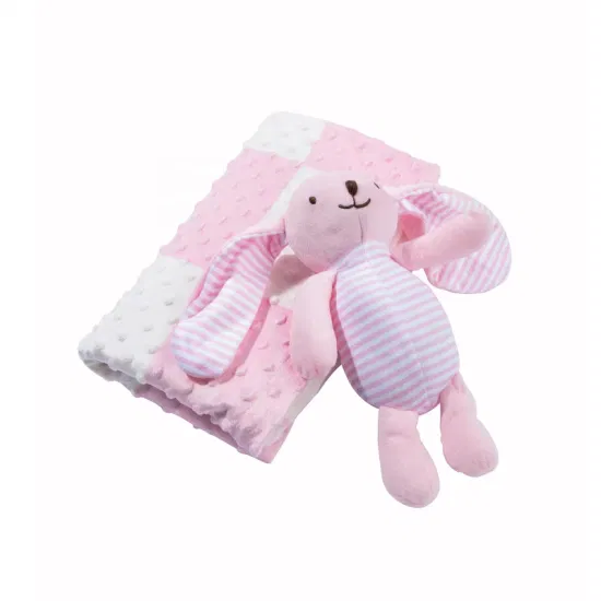 Couverture de bébé de massage doux d'ouatine de vison solide de polyester 100% avec le jouet en peluche