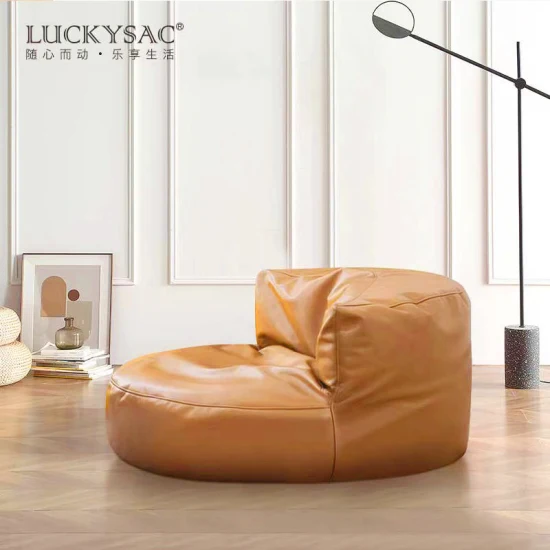 Commerce de gros canapé paresseux chaise ronde en cuir PU pouf de bureau